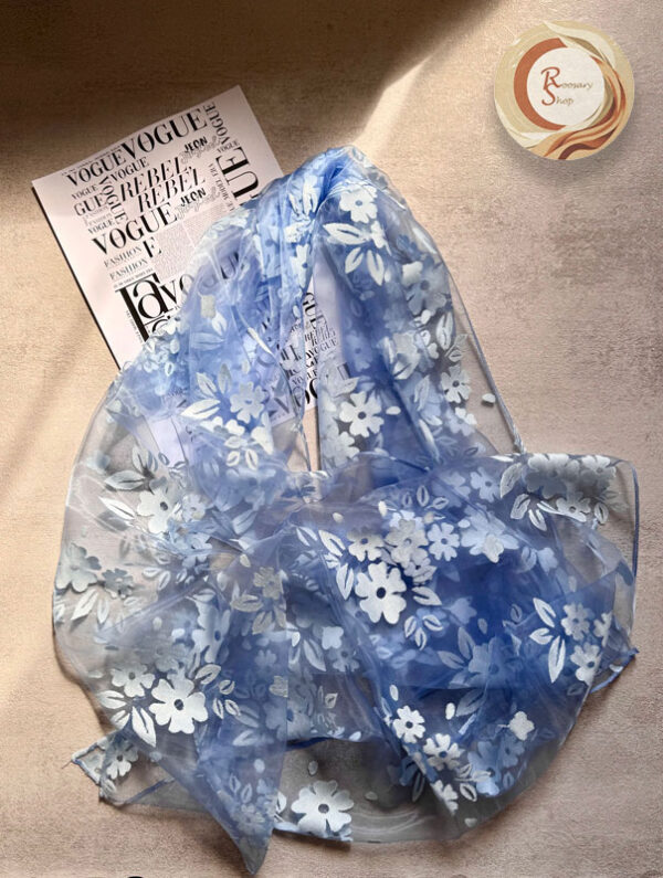 شال گل برجسته آبی