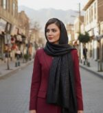 شال ژاکارد مشکی