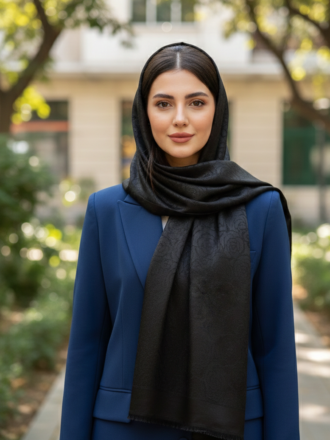 شال ژاکارد مشکی
