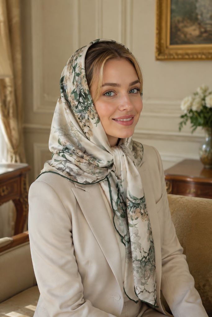 روسری ابریشم طرح بهار